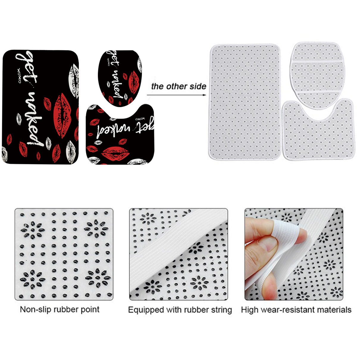 Red-Funny-Mouth-Bathroom-Shower-Curtian-Set-Waterproof-Toilet-Lid-Cover-Pedestal-Rug-Non-slip-Bath-M-1887836-10