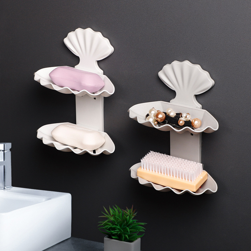 Shell-Shaped-Soap-Box-Dish-Double-Layer-Drain-Essential-Oil-Soap-Boxes-Punch-free-Bathroom-Shelf-Toi-1741397-6