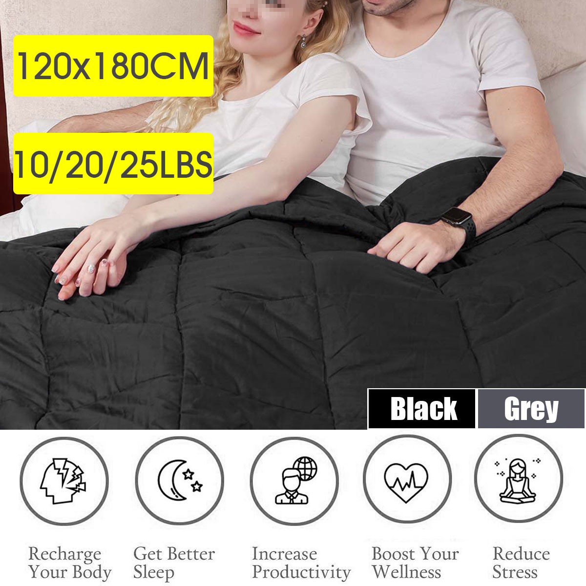 120x180CM-Black-Grey-Weighted-Blanket-Cotton-79115kg-Heavy-Sensory-Relax-Blankets-1349466-1