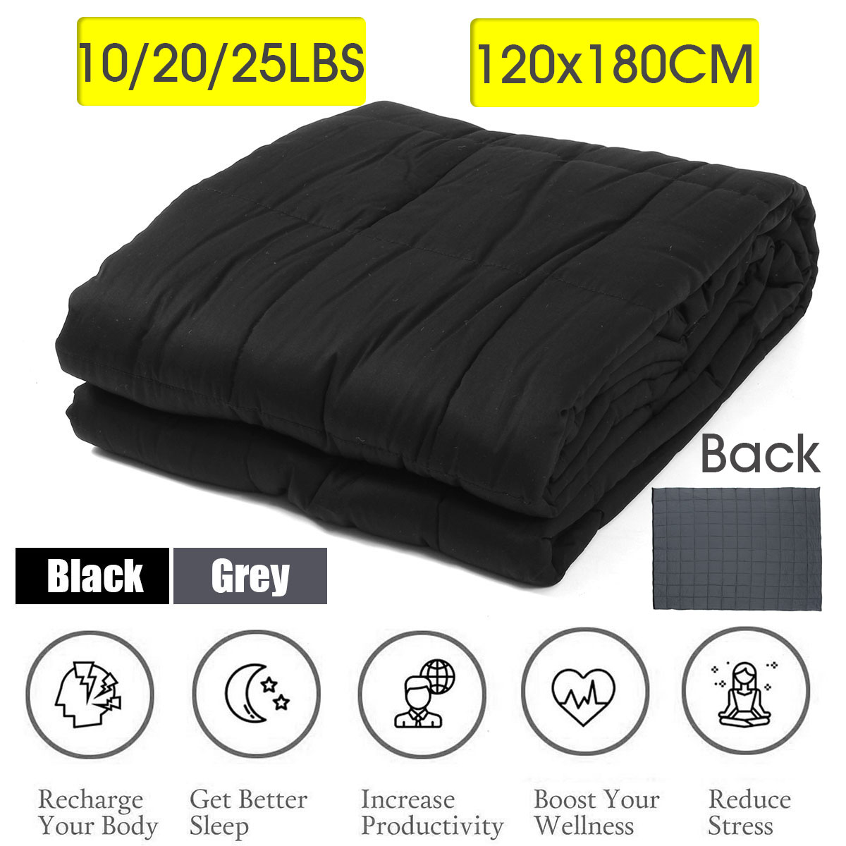 120x180CM-Black-Grey-Weighted-Blanket-Cotton-79115kg-Heavy-Sensory-Relax-Blankets-1349466-10