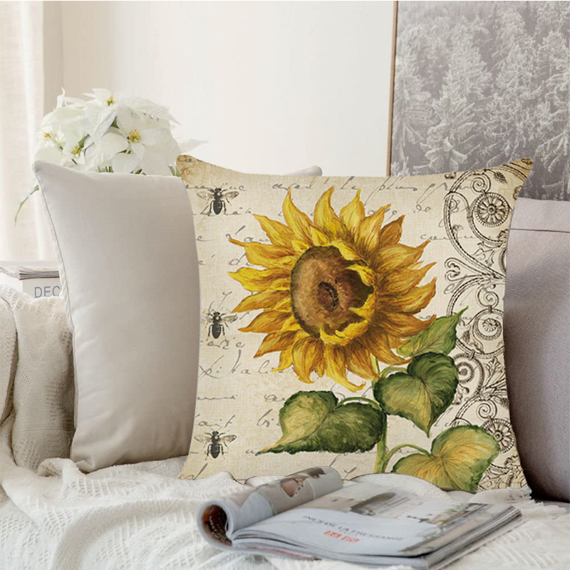 18-X-18-Inches-Sunflower-Throw-Pillow-Case-Green-Cushion-Cover-Cotton-Linen-Decorative-Pillows-Cover-1864586-3