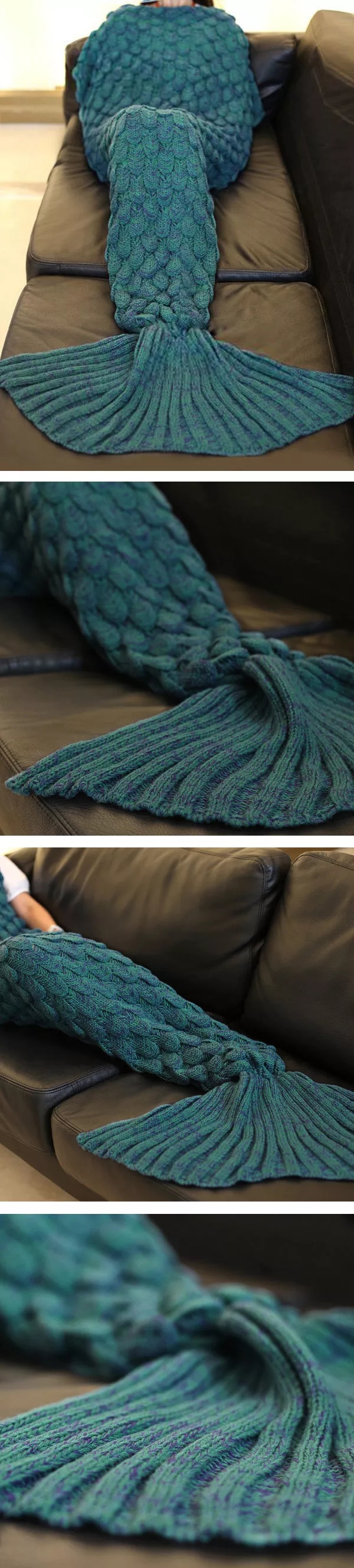 195x90cm-Yarn-Knitted-Mermaid-Tail-Blankets-Handmade-Crochet-Throw-Super-Soft-Sofa-Bed-Mat-1071265-2