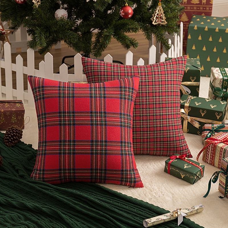 1PC-Square-Pillow-Case-Christmas-Scottish-Plaid-Throw-Waist-Cushion-Cover-18quot-1753541-4