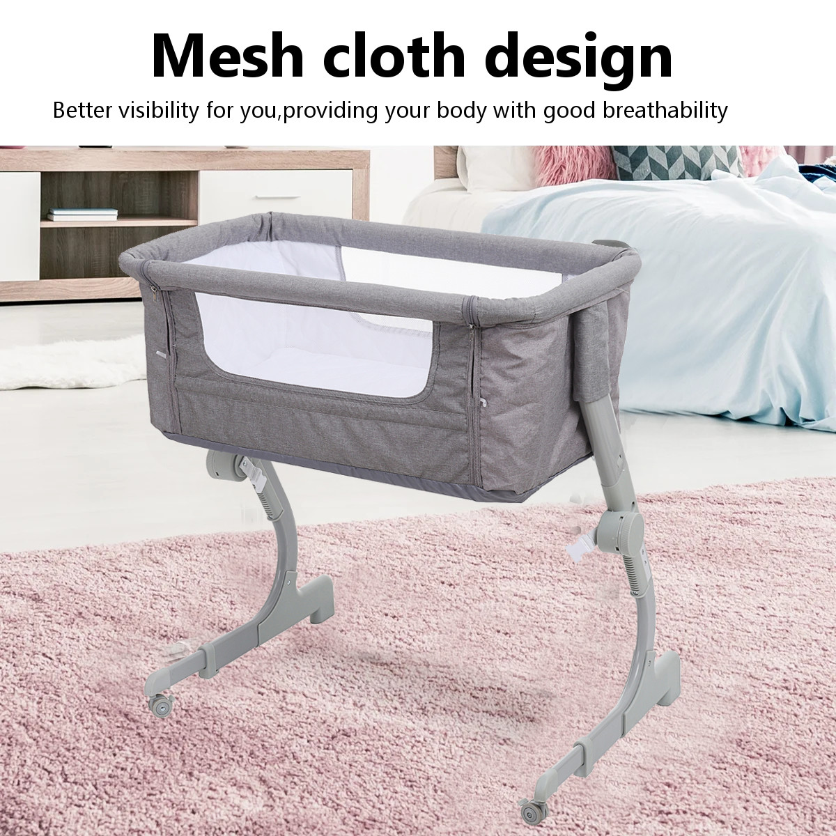 2-in-1-Portable-Sideway-Baby-Crib-Height-Adjustment-Infans-Stitching-Bed-Removable-Bed-1942872-5