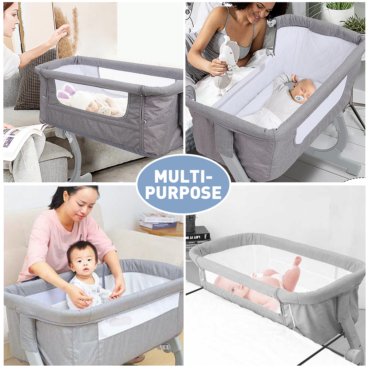 2-in-1-Portable-Sideway-Baby-Crib-Height-Adjustment-Infans-Stitching-Bed-Removable-Bed-1942872-6