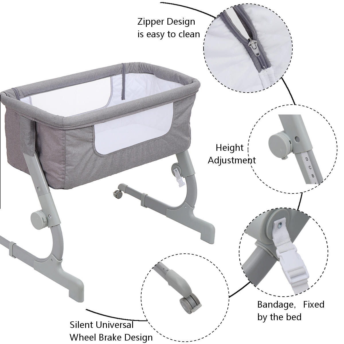 2-in-1-Portable-Sideway-Baby-Crib-Height-Adjustment-Infans-Stitching-Bed-Removable-Bed-1942872-7