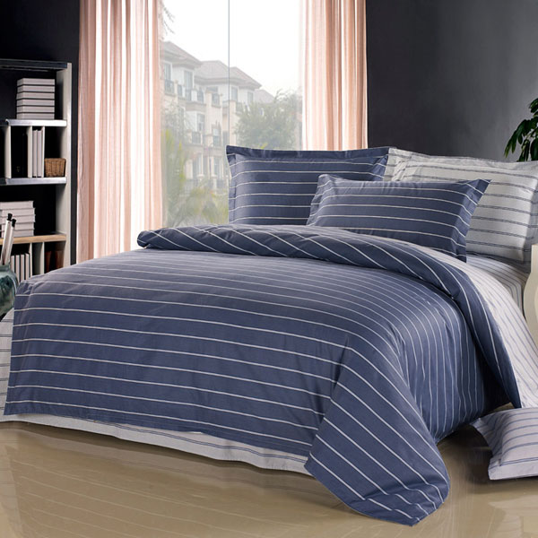 3-Or-4pcs-Dark-Blue-Pure-Cotton-Taffeta-Stripe-Printed-Bedding-Sets-980900-3