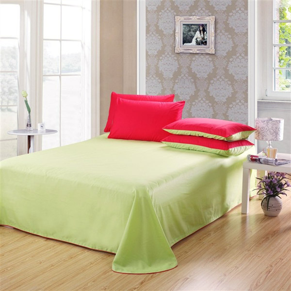 3-Or-4pcs-Pure-Cotton-Brick-Red-Green-Color-Assorted-Plain-Bedding-Sets-980901-4