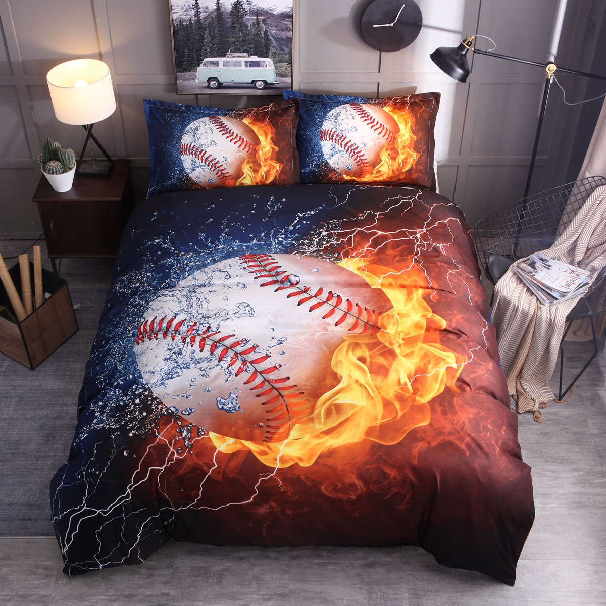 3PCS-Bedding-Sets-Bedclothes-Baseball-Print--Quilt-Duvet-Cover-Pillowcase-Decor-1396757-2