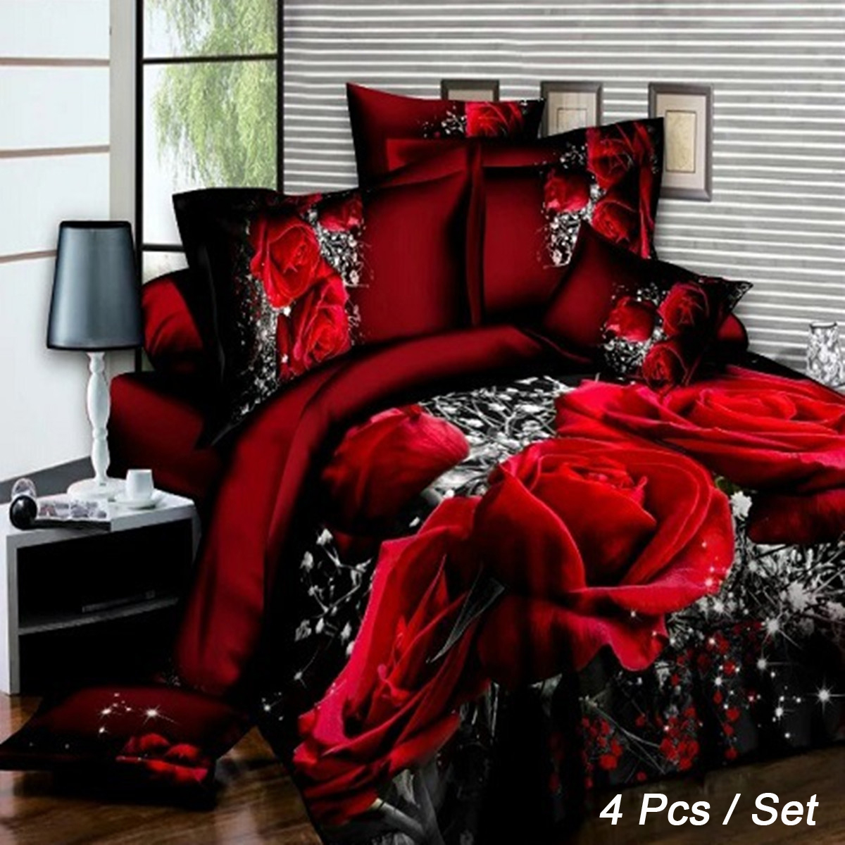 4-Pcs-3D-Images-Bedding-Sets-Duvet-Set-1-Quilt-Cover-1-Fitted-Sheet-2-Pillow-Cases-1353508-1