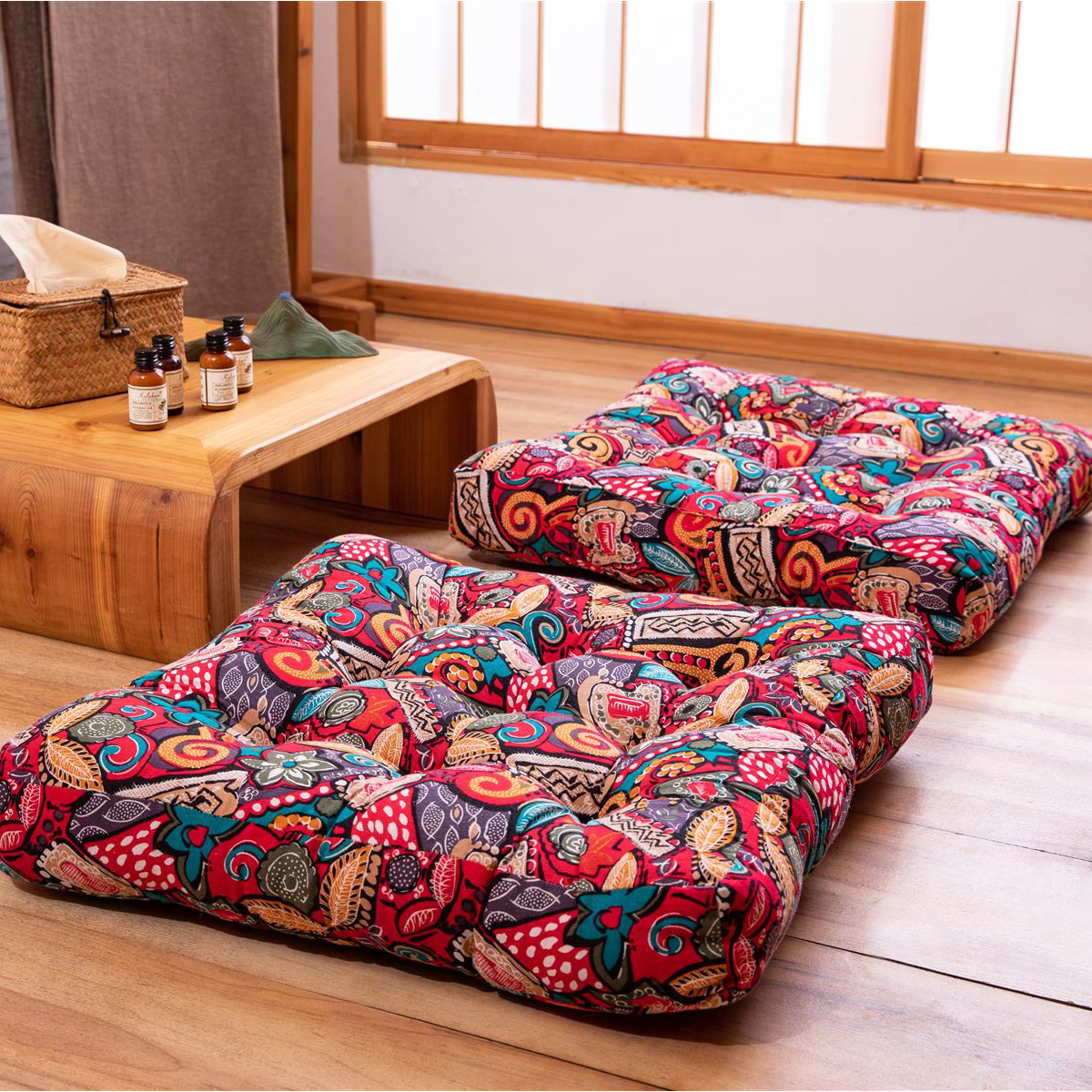 55x55x10cm-Square-Tatami-Cushion-Cotton-Linen-Floor-Pillow-Chair-Seat-Pad-Mat-1842990-8