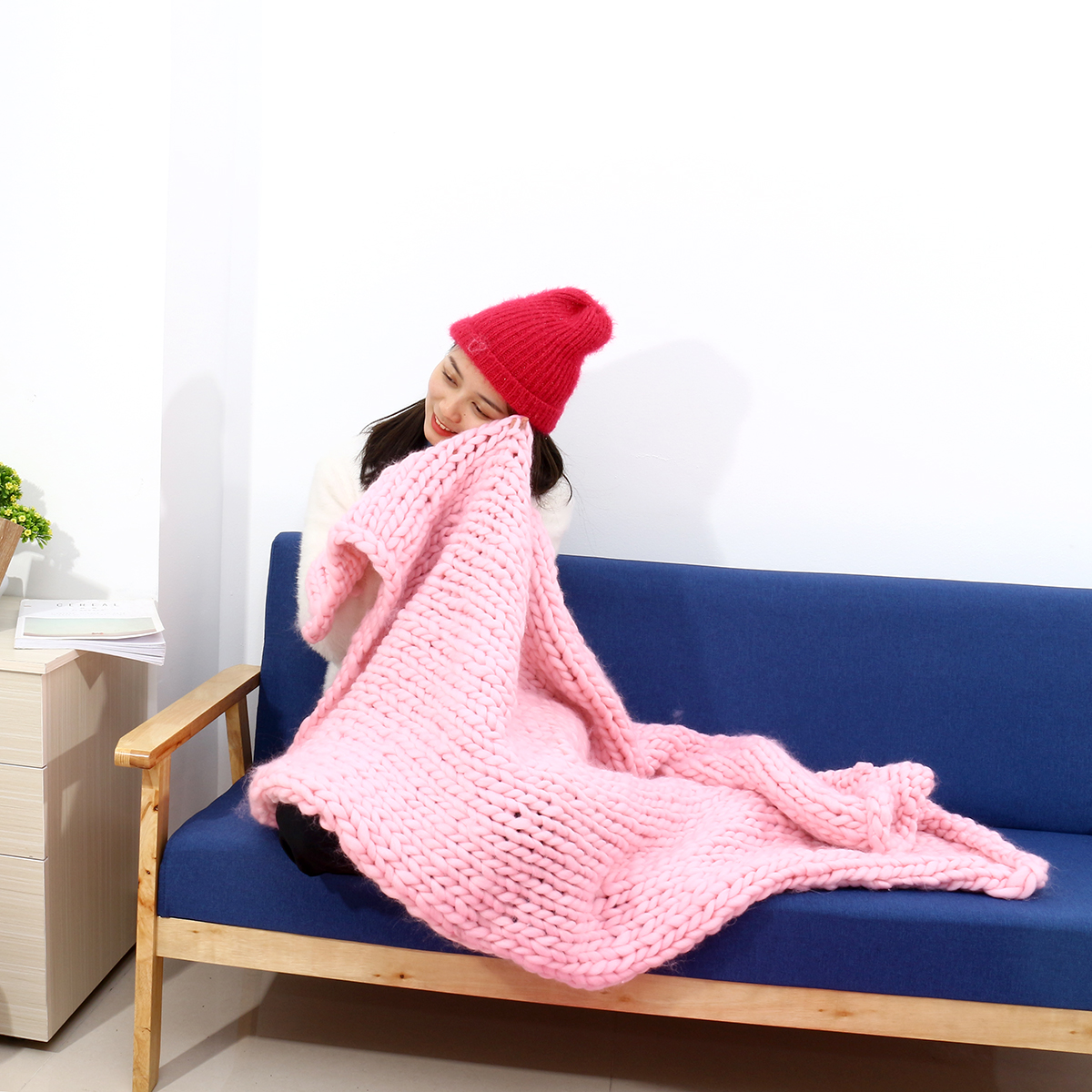 80x100CM-Handmade-Polyester-Fiber-Knitted-Blanket-Pure-Air-Conditioning-Bulky-Knitting-Throw-Blanket-1800712-2