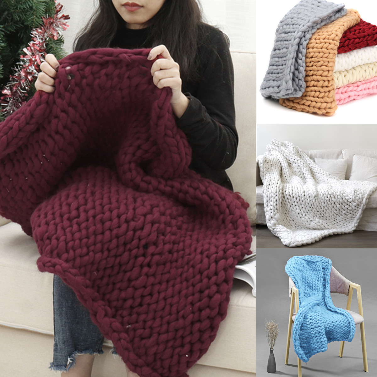 80x100CM-Handmade-Polyester-Fiber-Knitted-Blanket-Pure-Air-Conditioning-Bulky-Knitting-Throw-Blanket-1800712-4