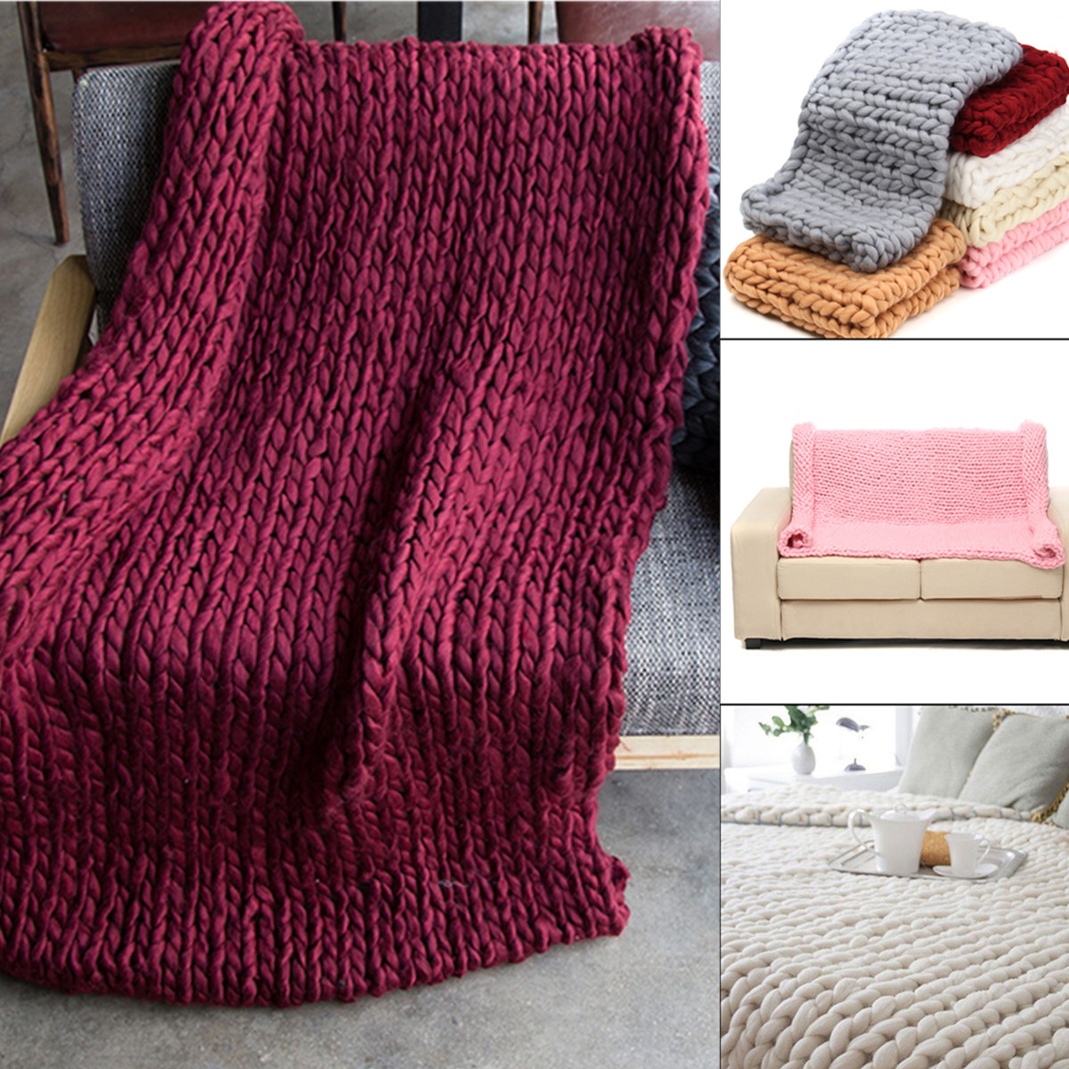 80x100CM-Handmade-Polyester-Fiber-Knitted-Blanket-Pure-Air-Conditioning-Bulky-Knitting-Throw-Blanket-1800712-5