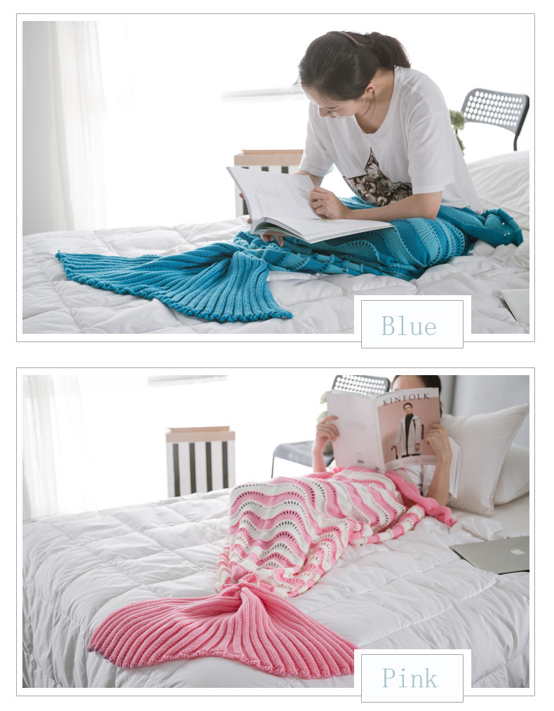 95x195CM-Yarn-Knitting-Mermaid-Tail-Blanket-Wave-Stripe-Warm-Super-Soft-Sleep-Bag-Bed-Mat-1094802-3