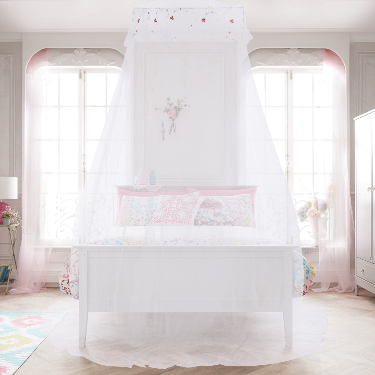 Elegant-Lace-Bed-Mosquito-Netting-Mesh-Canopy-Princess-Round-Dome-Bedding-Net-1305007-4