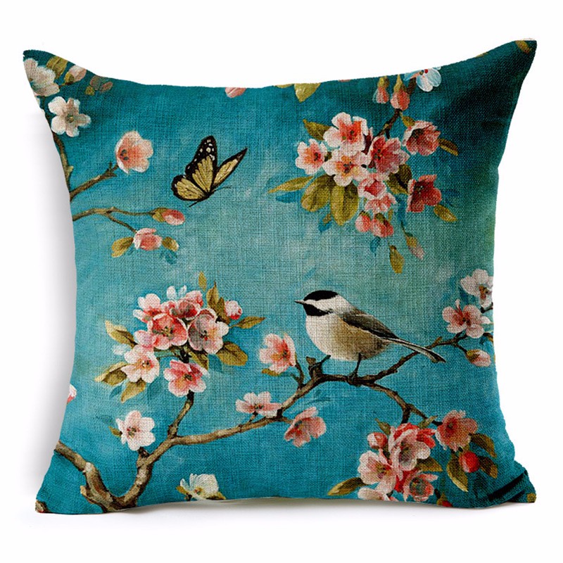 Honana-45x45cm-Home-Decoration-Colorful-Flowers-and-Birds-3D-Printed-Cotton-Linen-Pillow-Case-1290902-2