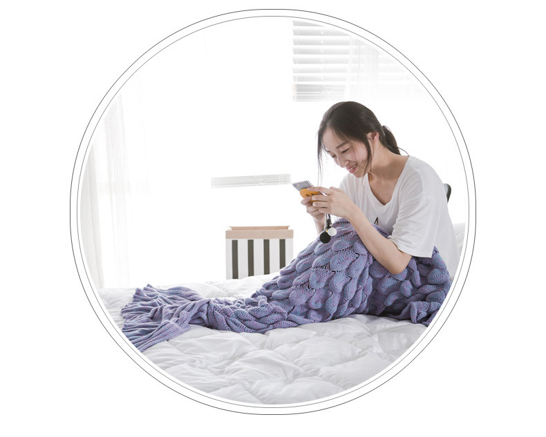 Honana-WX-39-90x190cm-Yarn-Knitting-Mermaid-Tail-Blanket-Fish-Scales-Style-Super-Soft-Sleep-Bag-Bed--1093601-2