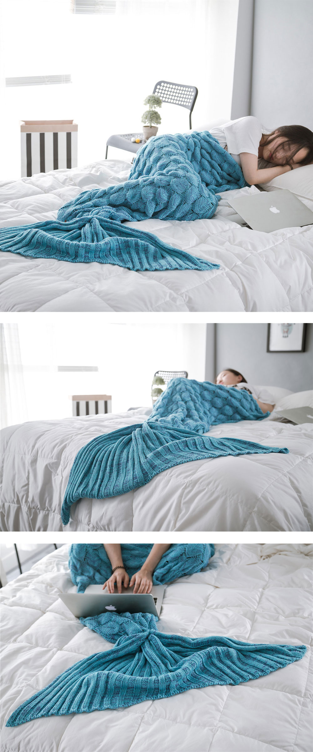 Honana-WX-39-90x190cm-Yarn-Knitting-Mermaid-Tail-Blanket-Fish-Scales-Style-Super-Soft-Sleep-Bag-Bed--1093601-4