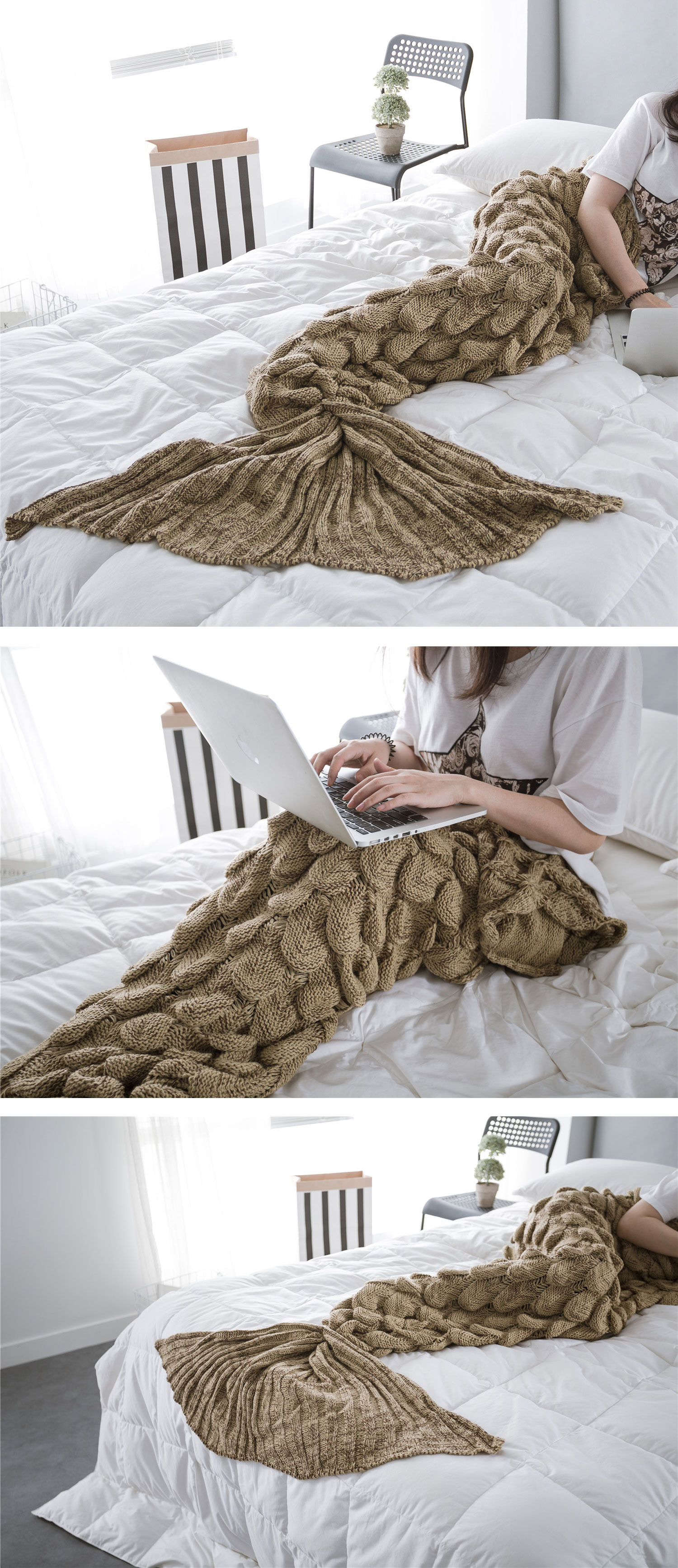 Honana-WX-39-90x190cm-Yarn-Knitting-Mermaid-Tail-Blanket-Fish-Scales-Style-Super-Soft-Sleep-Bag-Bed--1093601-6