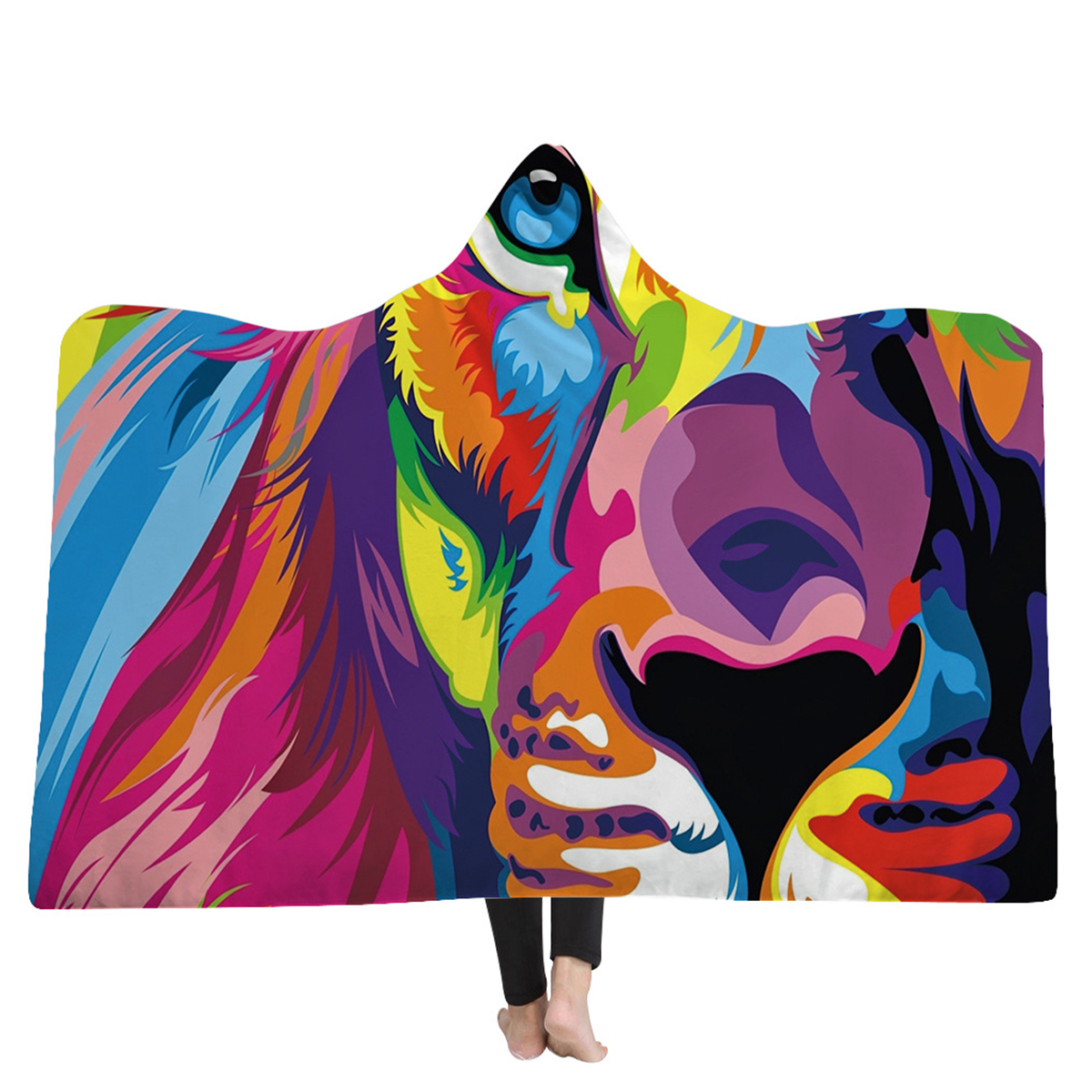Hooded-Blankets-Lion-Colorful-Printed-Warm-Wearable-Plush-Mat-Thick-Nap-Soft-Blanke-1400297-1