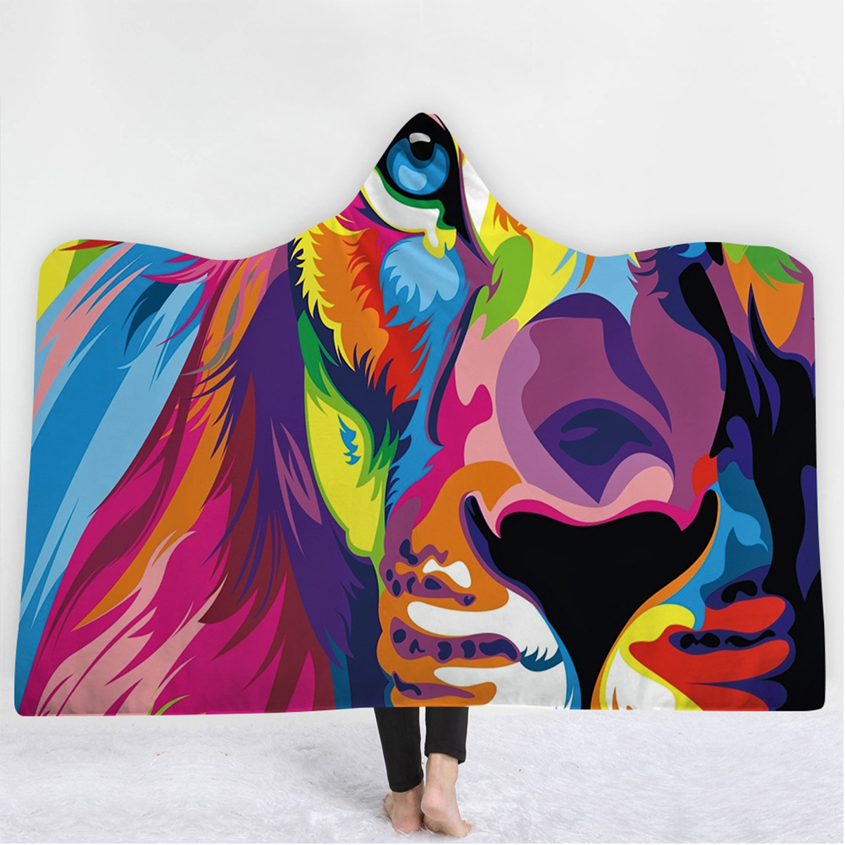 Hooded-Blankets-Lion-Colorful-Printed-Warm-Wearable-Plush-Mat-Thick-Nap-Soft-Blanke-1400297-3