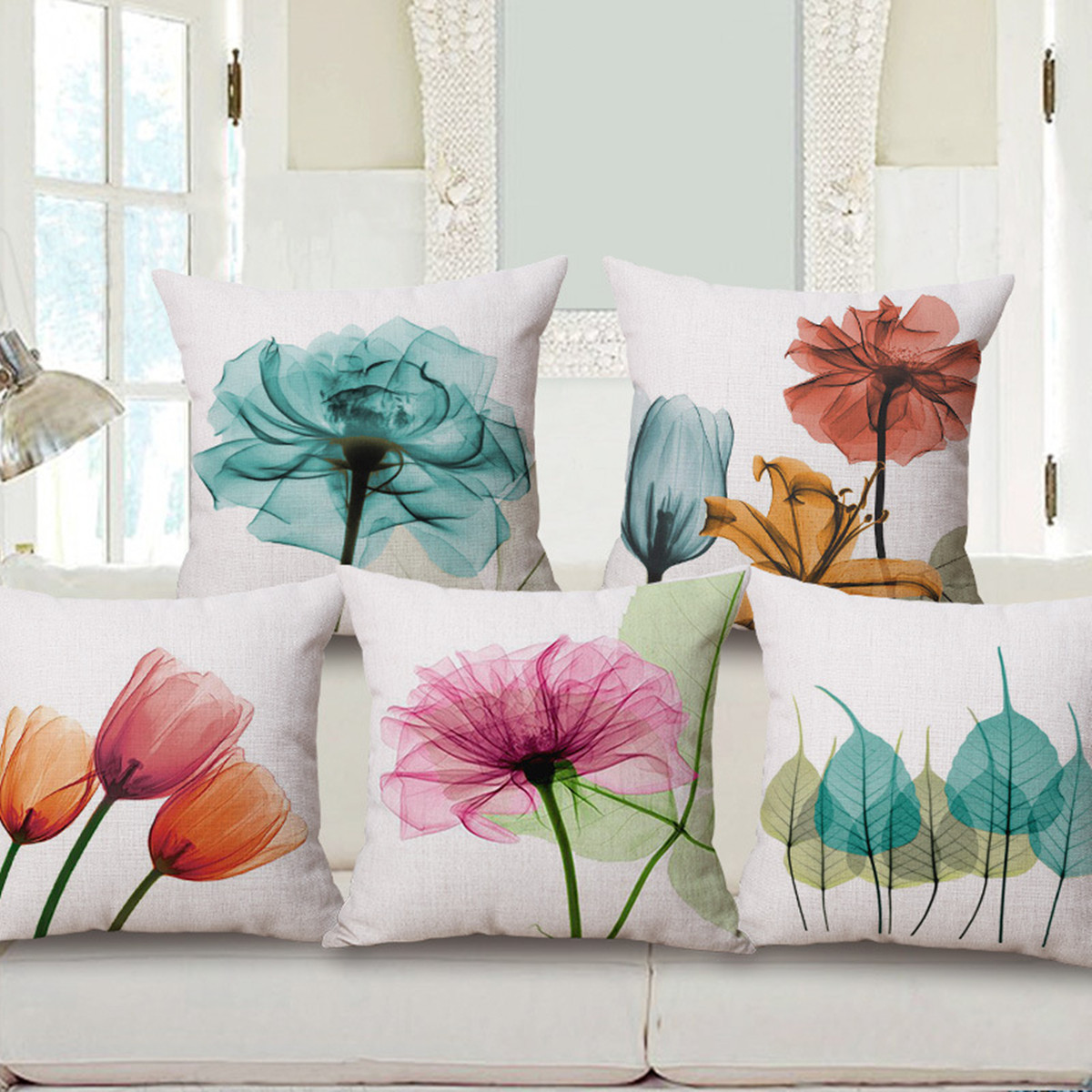 Ink-Painting-Flowers-Cotton-Linen-Pillow-Case-Tulips-Sofa-Cushion-Cover-45x45cm-1161674-2