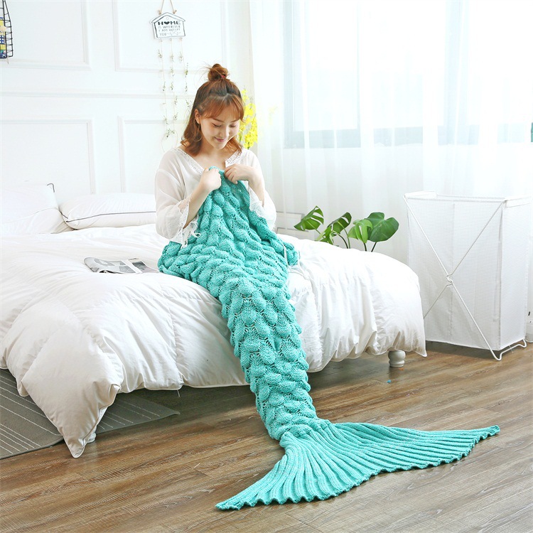 Mermaid-Tail-Blankets-Yarn-Knitted-Handmade-Crochet-Mermaid-Blanket-Kids-Throw-Bed-Wrap-1268165-6