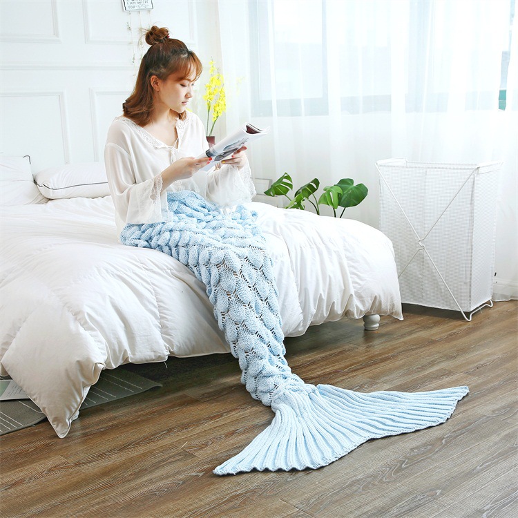 Mermaid-Tail-Blankets-Yarn-Knitted-Handmade-Crochet-Mermaid-Blanket-Kids-Throw-Bed-Wrap-1268165-7