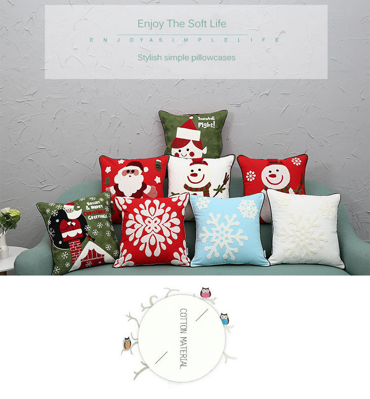 New-Christmas-Pure-Cotton-Embroidering-Pillow-Cases-Santa-Snowflake-Cushion-Cover-1214423-1