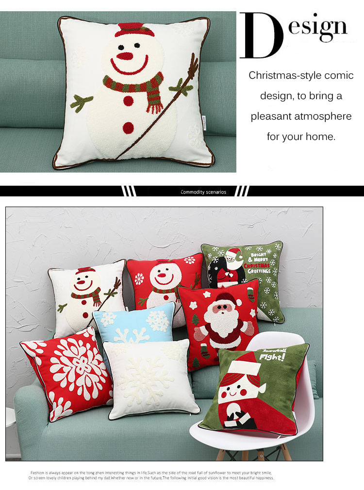 New-Christmas-Pure-Cotton-Embroidering-Pillow-Cases-Santa-Snowflake-Cushion-Cover-1214423-2