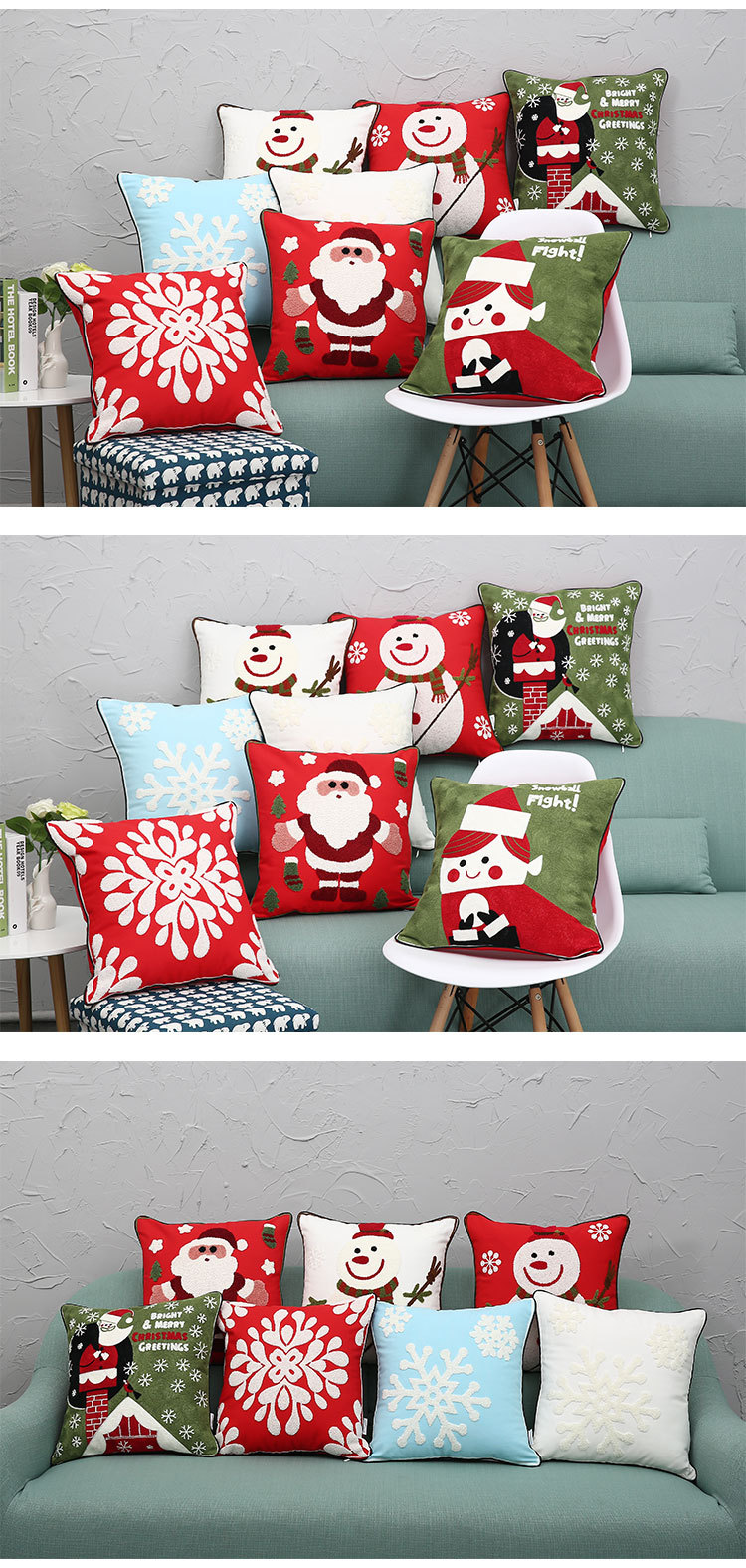 New-Christmas-Pure-Cotton-Embroidering-Pillow-Cases-Santa-Snowflake-Cushion-Cover-1214423-8