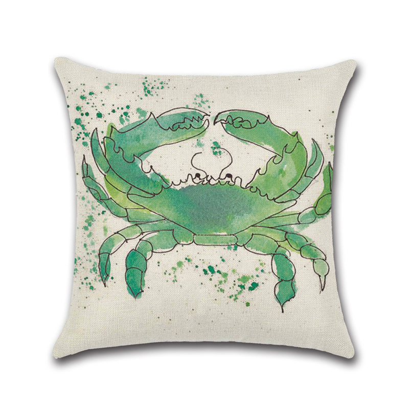 Sea-Turtle-Crab-Whale-Cotton-Linen-Cushion-Cover-Cartoon-Color-Water-Printed-Square-Pillow-Case-1376476-1