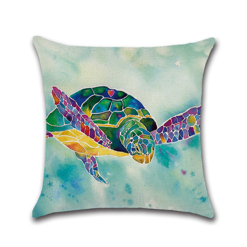 Sea-Turtle-Crab-Whale-Cotton-Linen-Cushion-Cover-Cartoon-Color-Water-Printed-Square-Pillow-Case-1376476-5