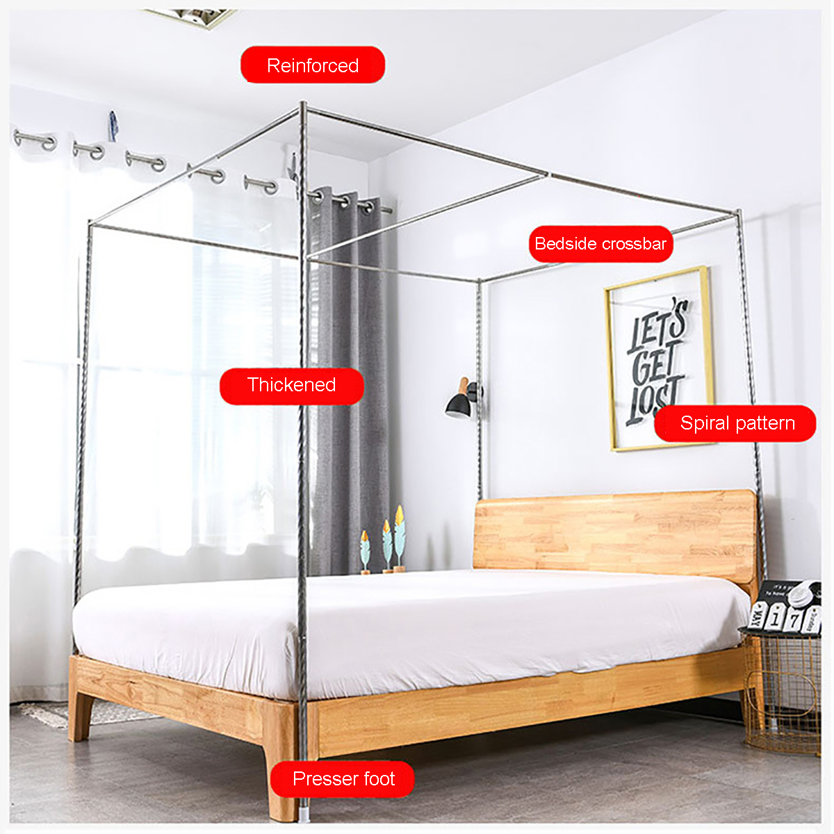 Stainless-Steel-Bed-Mosquito-Canopy-Nets-Bracket-Support-Frame-Post-Telescopic-1956267-3