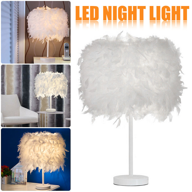 Modern-Feather-Shade-Light-Bedside-Table-Desk-Lamp-Bedroom-DIY-Decor-Gift-Home-Without-Bulb-1779485-3
