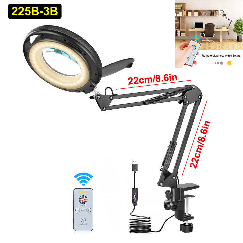 NEWACALOX-Table-Lamp-USB-5X-Magnifier-Remote-Control-LED-Magnifying-Glass-Light-for-Reading-Crafts-H-1892608-1