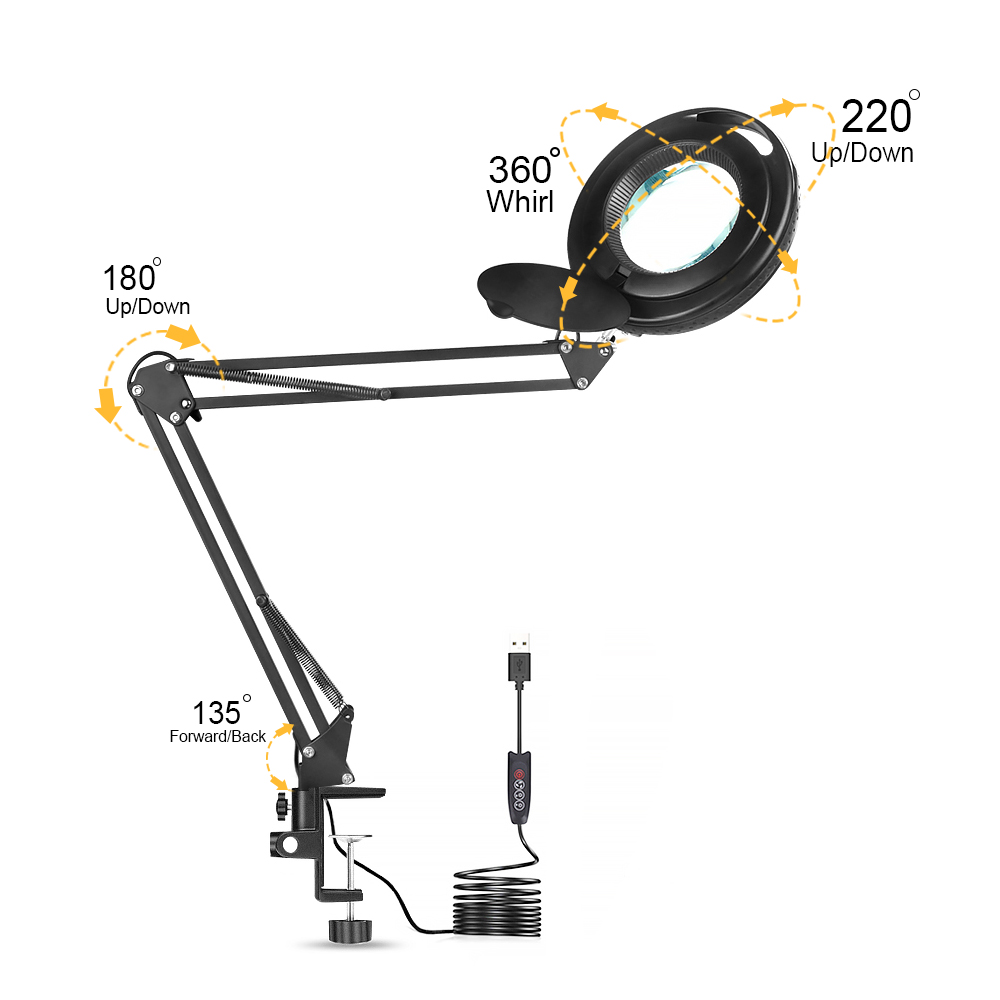 NEWACALOX-Table-Lamp-USB-5X-Magnifier-Remote-Control-LED-Magnifying-Glass-Light-for-Reading-Crafts-H-1892608-12