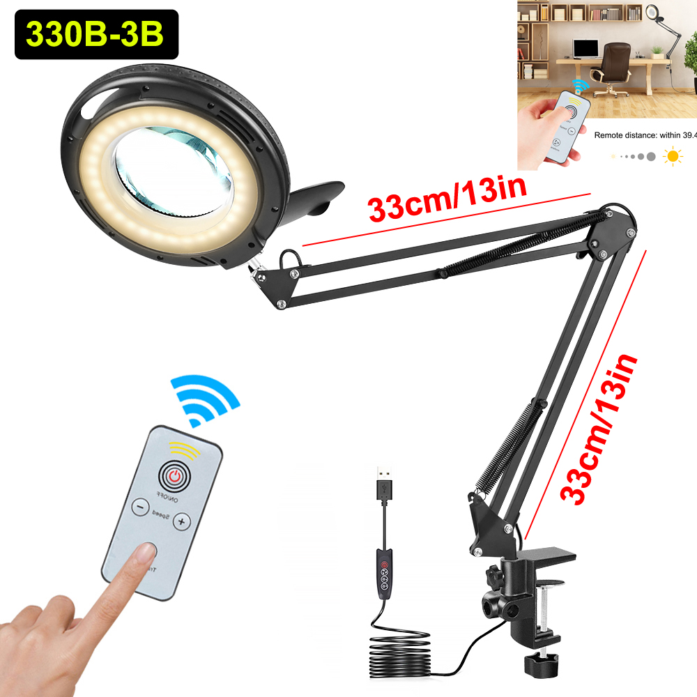 NEWACALOX-Table-Lamp-USB-5X-Magnifier-Remote-Control-LED-Magnifying-Glass-Light-for-Reading-Crafts-H-1892608-3