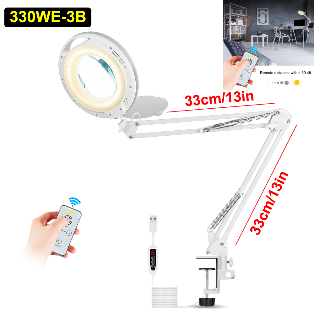 NEWACALOX-Table-Lamp-USB-5X-Magnifier-Remote-Control-LED-Magnifying-Glass-Light-for-Reading-Crafts-H-1892608-4