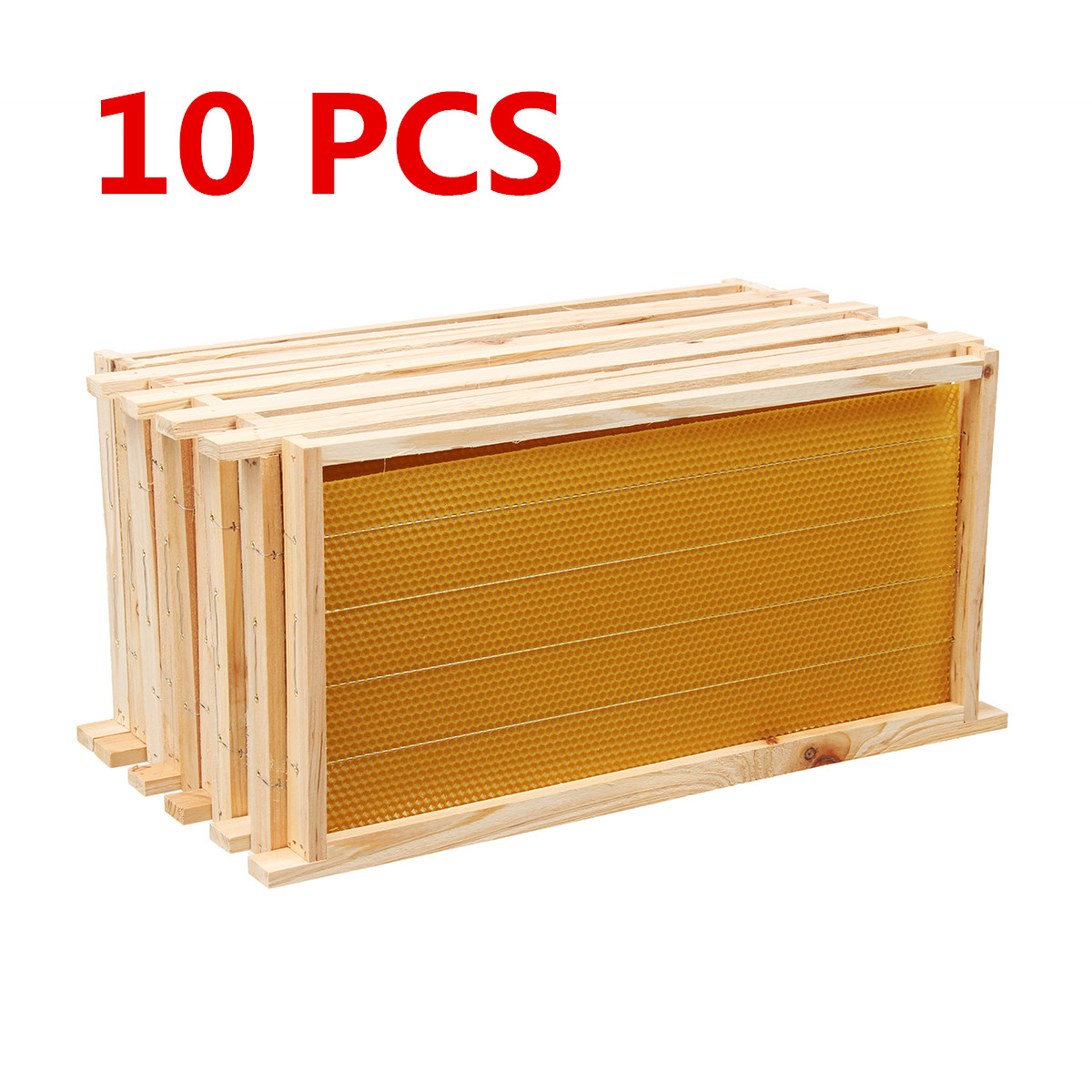 10Pcs-Bees-Wax-Foundation-Sheets-Wood-Beekeeping-Pine-Beehive-Frame-49X235-cm-1711709-2