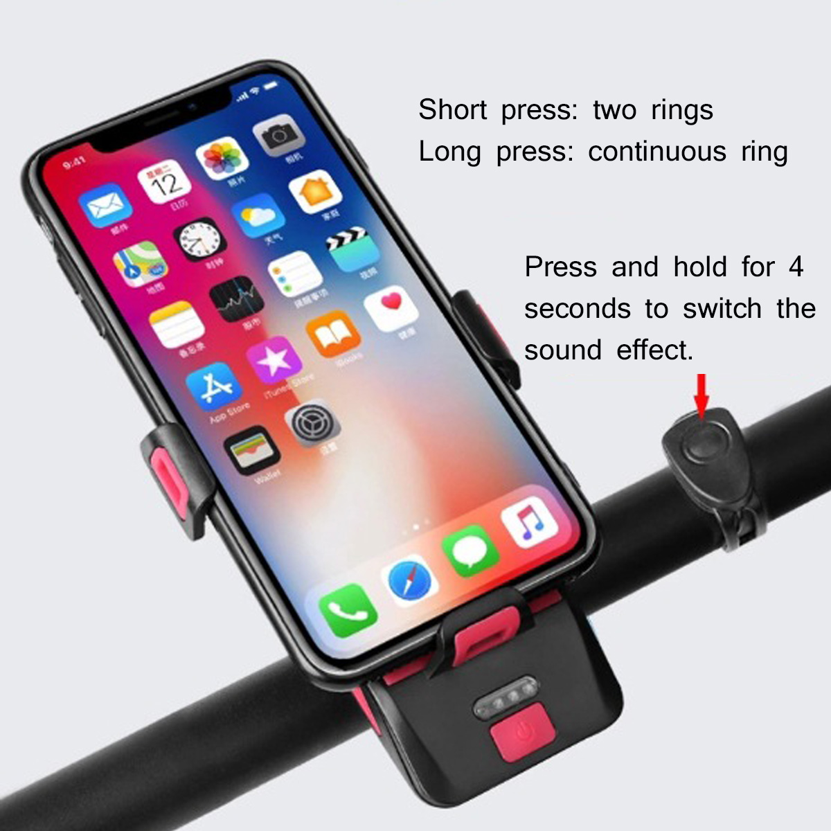 4-in-1-Bike-Bicycle-Light-Waterproof-with-Bike-Horn-Phone-Holder-Power-Bank-1727338-3