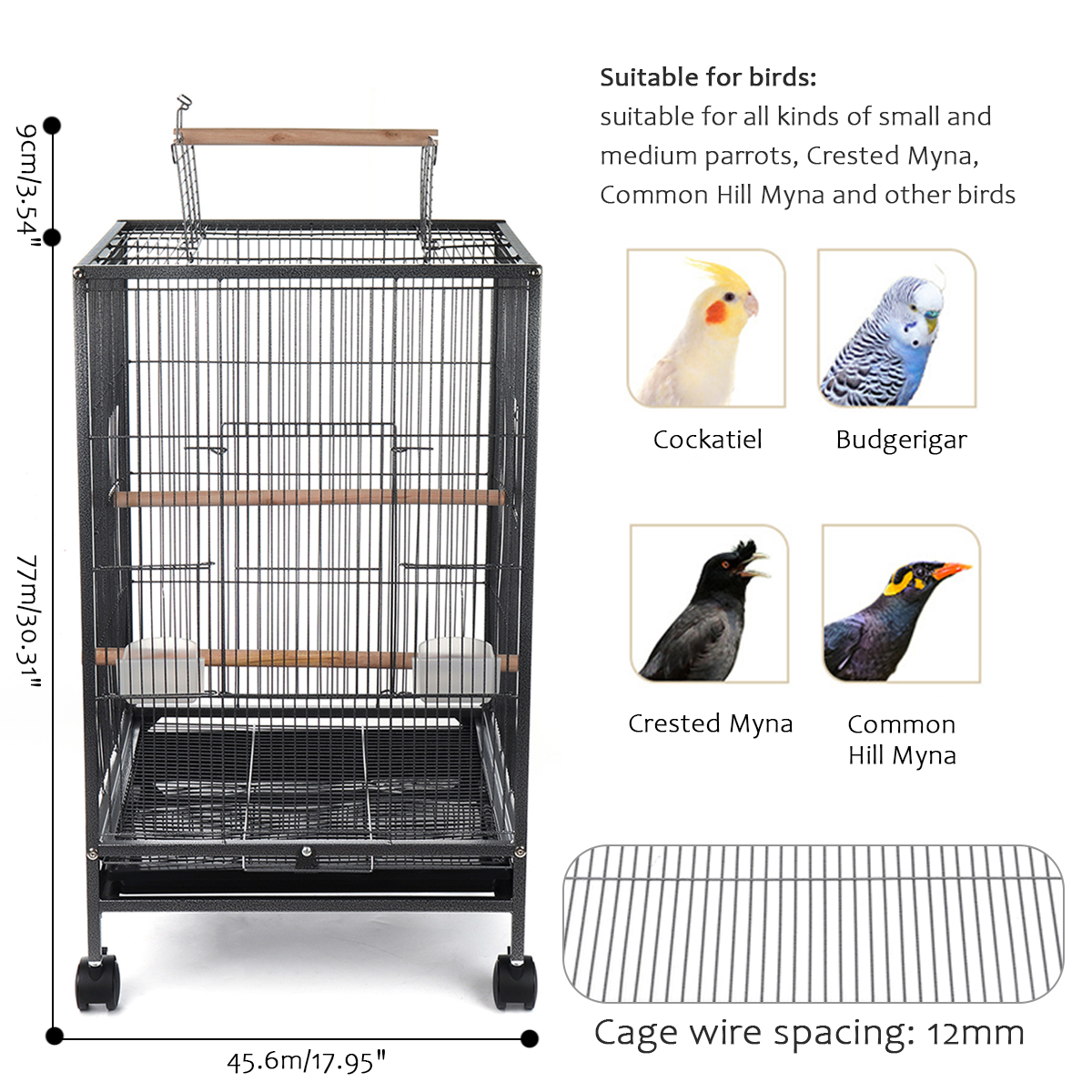 Bird-Cage-456x456x86cm-for-Cockatiels-African-Grey-Quaker-Sun-Parakeets-Green-Cheek-Conures-Pigeons--1957234-11