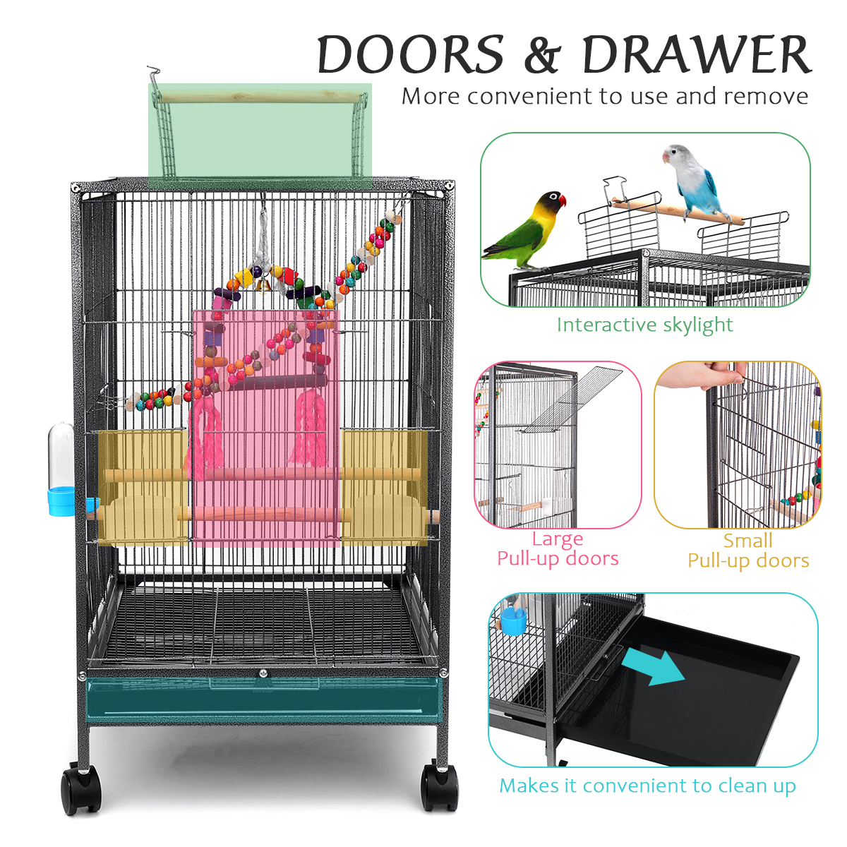 Bird-Cage-456x456x86cm-for-Cockatiels-African-Grey-Quaker-Sun-Parakeets-Green-Cheek-Conures-Pigeons--1957234-9