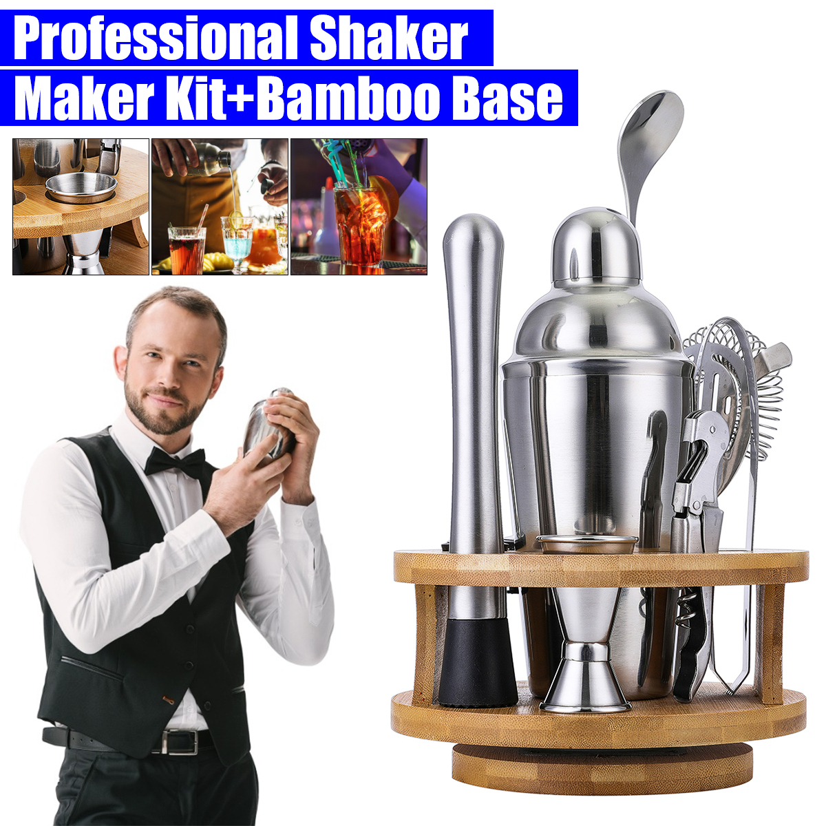 9Pcs-Cocktail-Stainless-Steel-Shaker-Set-Cocktail-Edelstahl-Bar-Set-Mixer-Silber-1545457-2