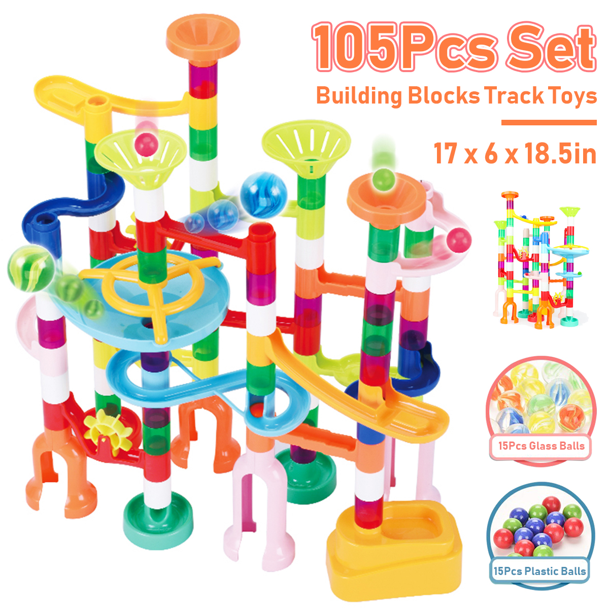 105-Pcs-Colorful-Transparent-Plastic-Creative-Marble-Run-Coasters-DIY-Assembly-Track-Blocks-Toy-for--1811469-2
