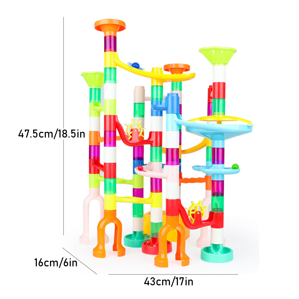 105-Pcs-Colorful-Transparent-Plastic-Creative-Marble-Run-Coasters-DIY-Assembly-Track-Blocks-Toy-for--1811469-11