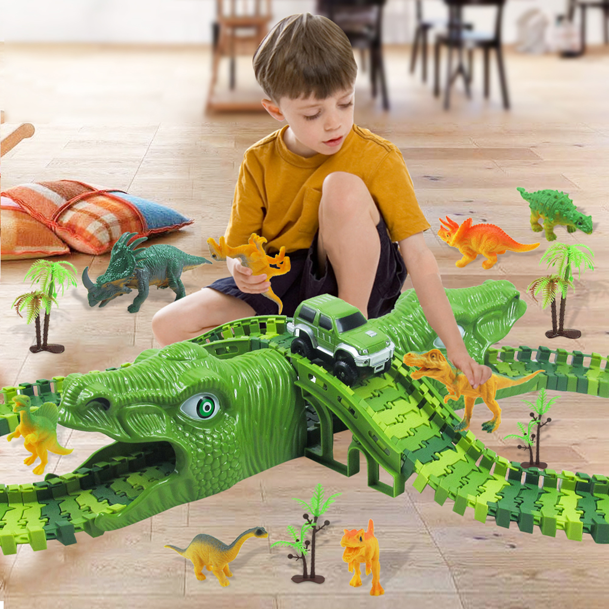 153Pcs-Dinosaur-Railway-Car-Track-Racing-Track-Toys-Set-Bend-Flexible-Race-Track-Flash-Light-Car-Edu-1692142-2