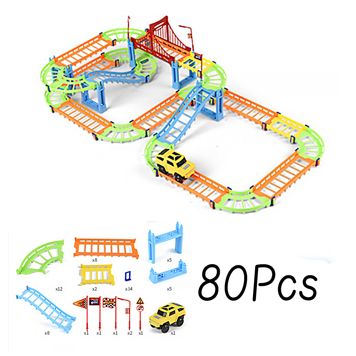 8091140Pcs-DIY-Assembly-Electric-ABS-Track-Car-Model-Set-Puzzle-Educational-Toy-for-Kids-1865726-3