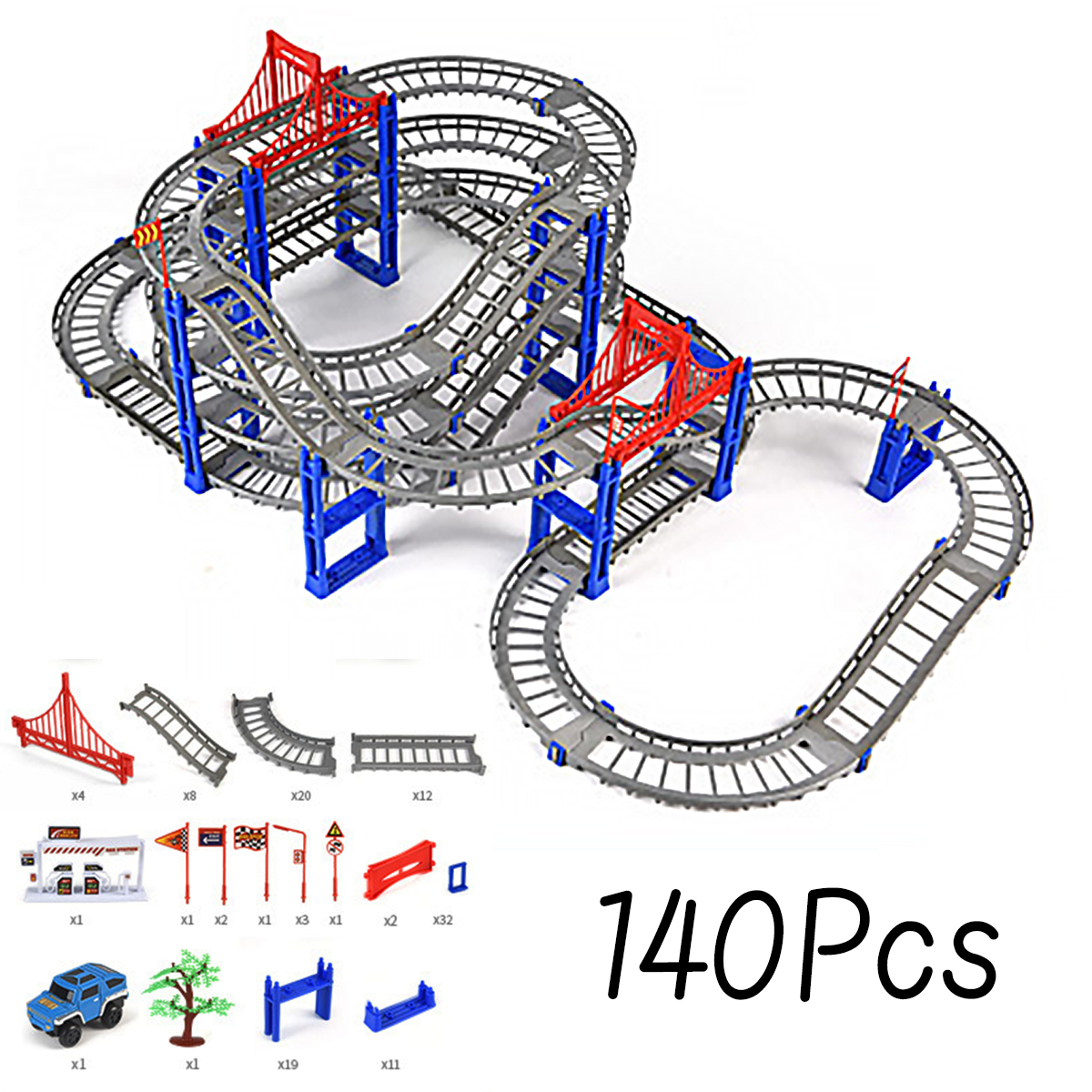 8091140Pcs-DIY-Assembly-Electric-ABS-Track-Car-Model-Set-Puzzle-Educational-Toy-for-Kids-1865726-4